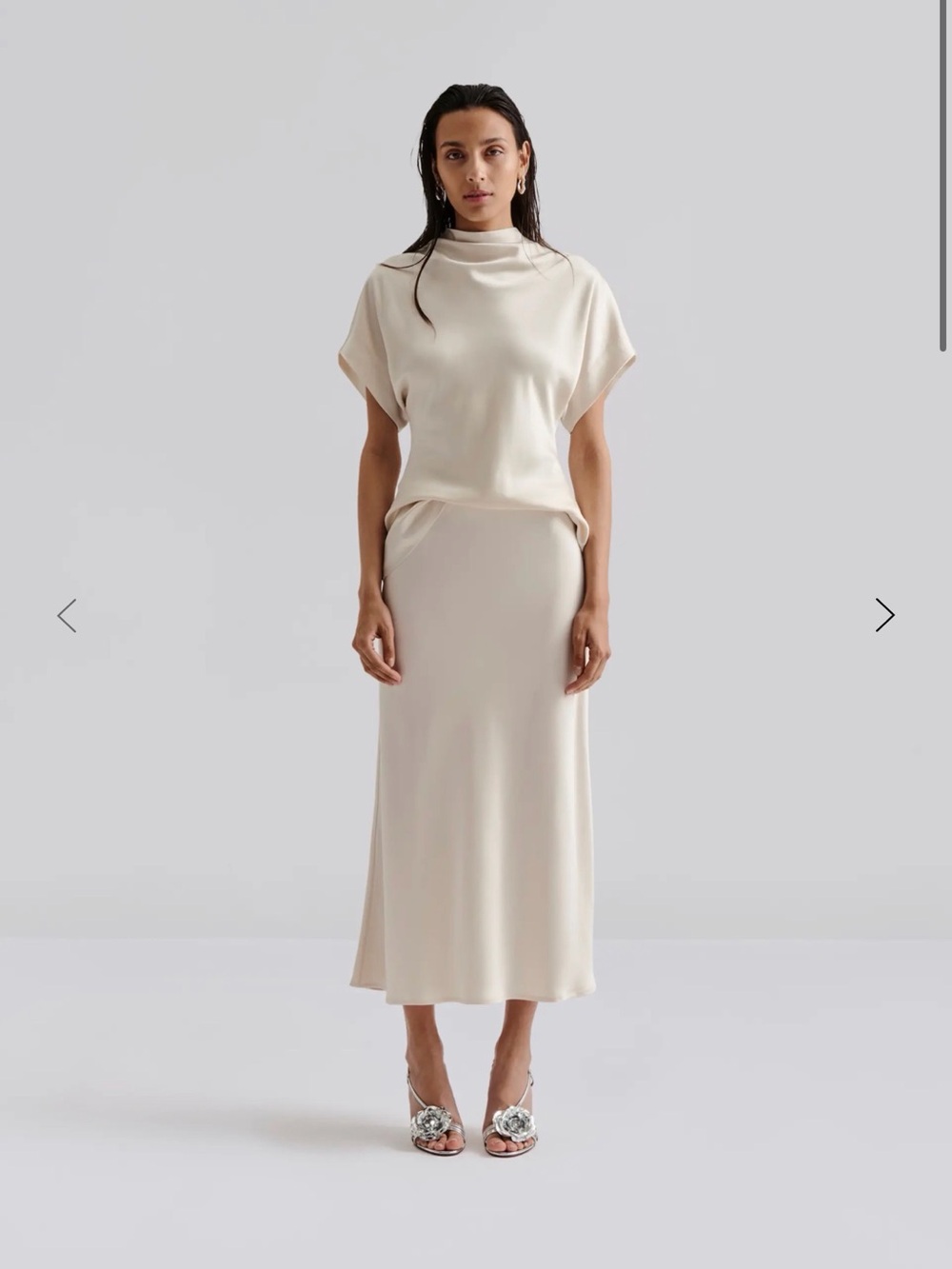 By Malina Satin Cream Midi Slip Skirt size XXL NWT